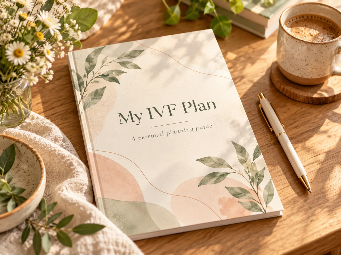 Beautiful floral planning notebook labeled My IVF Plan